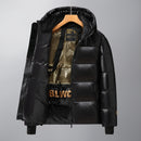 The Obsidian Down | Hand-Crafted Shiny Puffer with White Duck Down Insulation