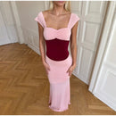  Women Sexy Color Blocking Halter Maxi Dresses Elegant Backless Off shoulder Sleeveless Slim Gowns 2026 New Lady Party Vestidos