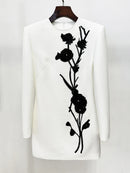 2025 New Arrivals Autumn Heavy Flower print Slim Mini Dress Women's Long Sleeve Celebrity Party Elegant Short Dress
