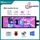 Wisecoco 7.84英寸1280x400便携式迷你液晶显示器IPS副屏电脑显示器适用于笔记本电脑PC树莓派4 Aida64