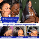 40 Inch Bone Straight Human Hair Wig 13x4 13x6 HD Transparent Lace Wigs Brazilian Full Lace Frontal Wig For Women 300% Density
