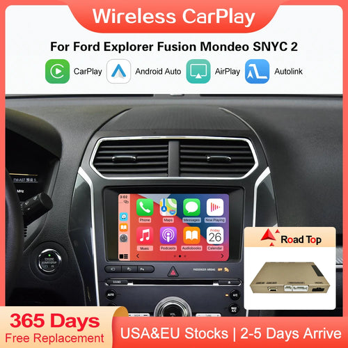 福特探险者蒙迪欧Sync 2无线CarPlay，带Android Auto界面、Mirror Link、AirPlay车载功能