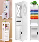 DayPlus Bathroom Waterproof Cabinet w/Paper Drawer,Tall Toilet Storage Cupboard,White Organizer Shelves,Free-standing Storage