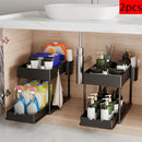 2Pcs 2-Tier Sliding Cabinet Organizer, Pull-Out Under Sink Rack, Double-Layer Shelf for Kitchen and Bathroom Storage