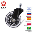 5PCS KAK 3" Universal Mute Wheel Office Chair Caster Replacement 60KG Casters Rubber Soft Safe Roller Furniture Wheel Hardware