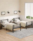 VASAGLE bed 90x200 cm Guest bed Single bed Metal bed Rack bed frame Metal bed Easy Assembly ink black