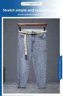 Hot summer jeans for men, trendy Korean style, slim fit