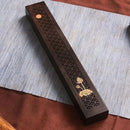 Carving Wooden Incense Holder Censer Box Hollowed Out Black Sandalwood Incense Box Line Incense Burner Handmade Decoration Craft