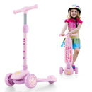 DORTALA Folding Kids Scooter Kick Scooter Extra Wide Deck LED Lighted Wheels Rear Brake