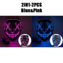 Halloween Masks of Terror Led Face Light Mask Scary Scream Bright Mask for Carnival Halloween Costumes for Men Glow in The Dark