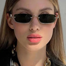Luxury Brand Metal Half Frame Sunglasses Women Rectangle Shape Rimless Sun Glasses Men UV Protection Retro Punk Y2k Shades UV400