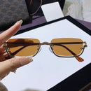 Luxury Brand Metal Half Frame Sunglasses Women Rectangle Shape Rimless Sun Glasses Men UV Protection Retro Punk Y2k Shades UV400