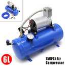 气泵 DC 12V 150psi 气泵系统带通用 6 升储气罐火车气喇叭套件气喇叭套件