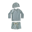 2025 Kids Boy Swimsuits Summer Sun Protection Vacation Beach Pants Long sleeve Tops with Hat Children Surfing Swim Suit 1-7T