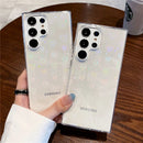 适用于三星S24 S23 Ultra S22 Plus A52 A53 A54 A34的Bling闪光镭射渐变彩虹爱心软壳透明手机壳