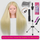 New Female Mannequin Training Doll Head With 70% Real Hair For Hairsyles Hairdressing Cosmetology Dolls Head With Stand Tripod