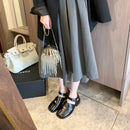 MKKHOU Fashion Sandals Women's New High Quality True Leather Split Toe Shoes Low Heel Hollow out Mary Jane Shoes Modern Shoes