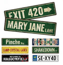 Street Sign Stoner 420 Accessories Plaque Metal Wall Art for Horror Movie Grunge Room Goat Decor Weed Gifts for Men