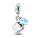 Silver Plated Boy Girl Couple Lovers Beads Charms Zirconium Dangle Fit Original Pandora Bracelet Necklace Jewelry Women Gift