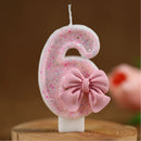 2th Birthday Candles Number 2 Candles with Pink Glitter Bow Happy Birthday Cake Topper Decoration for Party Celebrations