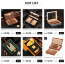 GALINER Cigar Humidor Case Charuto Cedar Wood Leather Travel Humidor Humidifier Set Gift Box (Without Lighter Cutter)