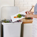 Voltsify 38L Double Compartment Trash Can with 4 Casters, White 2-Tier Design Waste Bin for Kitchen, 42x28.2x73cm