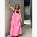  Women Sexy Color Blocking Halter Maxi Dresses Elegant Backless Off shoulder Sleeveless Slim Gowns 2026 New Lady Party Vestidos