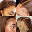 34 Inch Chocolate Brown Lace Front Wig Human Hair Straight 13x4 Lace Frontal Wig for Fashion People Pre Plucked Human Hair Wig