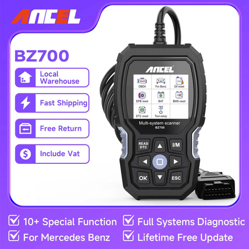 ANCEL BZ700 奔驰斯宾特Smart专用OBD2扫描仪 全系统诊断工具ABS SRS SAS机油复位汽车故障诊断仪