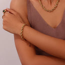 2022 New Tarnish Free Stainless Steel 18K Gold Plated Women's 8mm Chunky Twisted Rope Chain Necklace Trendy Gold Bracelet