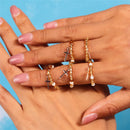 New Korean Colorful Bohemia Small Flower Rings Sets Handmade Beaded Finger Rings For Women Girls Summer Beach Jewelry Gifts