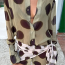 Polka Dots Print Detachable Scarf Sling Dress 2026 New Ladies Slim V-neck Spaghetti Strap Long Robes Women's Beach Dresses