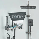 White Bathroom Shower Faucet with Digital Display 4 Function Wall Mount Hot Cold Water Tap Piano Bathroom Shower System