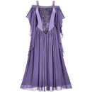 Medieval Witch Dress Women Halloween Carnival Party Fancy Dresses Cold Shoulder Butterfly Sleeve Cosplay Halloween Gothic Dress