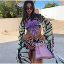 Holiday Loose Striped Long Dress Women Halter Batwing Sleeve Backless Lace Up Chic Party Dresses 2026 Summer Vacation Beach Robe