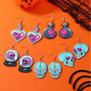 Halloween Earrings European and American Ins Dark Funny Skull Head Earrings Fashion Creativity Skull Hand Bat Earrings Female