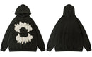 Vintage Mens Hoodie Sweatshirt Y2K Grunge Hip Hop Ripped Embroidery Teeth Patch Hooded Streetwear Harajuku Punk Gothic Pullover