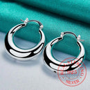 Circle Smooth U Shape Big Hoop Earrings for Women 925 Sterling Silver Hoops Female Jewelry Gift aretes de mujer