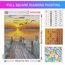 AZQSD 5D Diamond Art Painting Kits Seaside Sunset Bridge Picture Of Rhinestones Diamond Embroidery Scenic Mosaic Love Home Decor