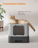 Feandrea Hidden Cat Litter Box, Cat Litter Tray with Hood, Slide-Out Tray, Scoop, Brush, Spacious for Large Cats