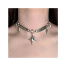 Stainless Steel Punk Star Riveted Choker,Rock Jewelry,Hippie,Goth,Design Sense,Spike,Cross Star,Nose Charm,Necklace for Women