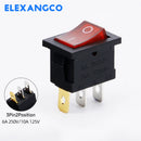 5 PCS/LOT 12Models KCD1 Series  21*15mm 3/4/6Pin Boat Car Rocker Switches 6A/250VAC 10A/125V AC With Red Green Lamp Switch