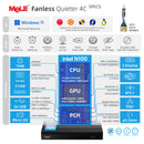 MeLE 无风扇迷你电脑 N100 台式机 LPDDR4x Windows11 8GB 16GB 512GB 小型游戏电脑 USB C型 4K 三显示器