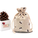 50Pcs/lot  (10x14cm) Linen Printed Cotton Gift Bags Packing Jewelry Drawstring Pouch Cosmetic Wedding Candy Wrappling Reusable
