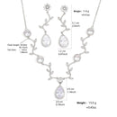 Uilz Exquisite Leaf Dangle Earring Jewelry Set for Women Wedding Accessories Zircon Drop Earrings Necklace Sets Bride Gift