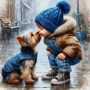 Full Embroidery Eco-cotton Thread 11CT Printed Boy Cross Stitch Kit Art 40x40cm