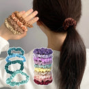 6/10Pcs/set Silk Satin Scrunchies Solid Color Hair Rope Girls Hair Accessories Ponytail Holder Small Hair Tie Summer Rubber Band