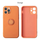 360 ° Rotating Metal Ring Holder Liquid Silicone Shockproof Soft Phone Case For IPhone 16 Pro Max 14 12 11 15 Pro Max Back Cover