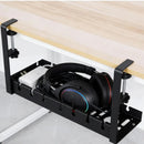 Under Desk Cable Management Tray Retractable Black, No Drill Clamp-On Cord Organizer Rack, Adjustable 31-55cm Carbon Steel Wire Storage Holder for Office Home, Large Capacity Cable Tray for Power Strips, Easy Assemble, Durabl