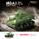 军事世界大战俄罗斯T-34 KV-1重型坦克积木二战美国M4A3谢尔曼斯图尔特坦克技术砖块儿童玩具